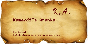 Kamarás Aranka névjegykártya